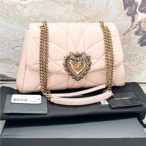 Dolce & Gabbana Large Devotion Nappa Leather Quilted Pale Pink Bag